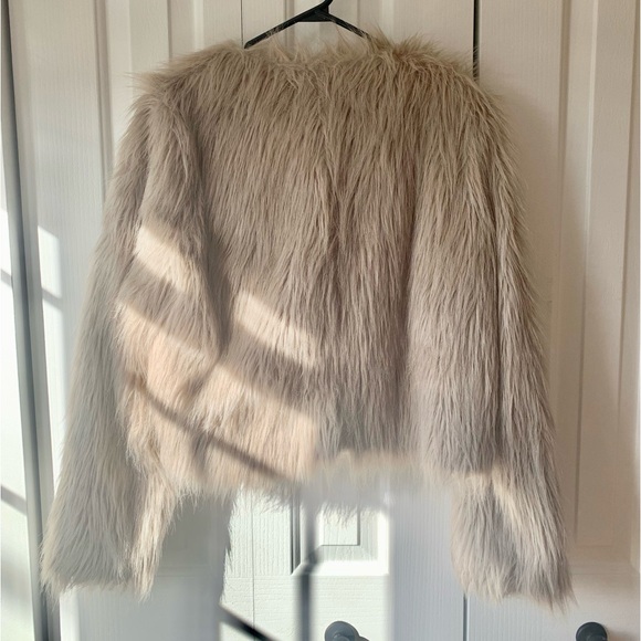 Pink Stitch faux fur Tan coat - Picture 3 of 5